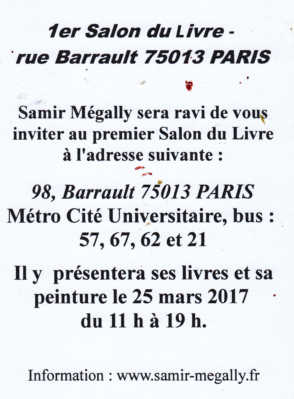 Le samedi 25 mars Samir Mégally participa au Salon du livre
